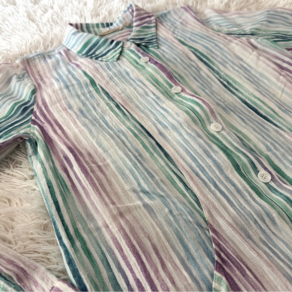 Soft Surroundings Button Front Striped Tunic Long Sleeve Size Small - Picture 13 of 16